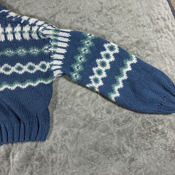 Natural Life Women's Fair Isle Cropped Cardigan Size Medium Blue Boho Knit Cozy - Picture 7 of 8